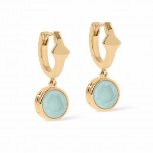 Astley Clarke Gold Luna Aqua Quartzite Huggie Earrings