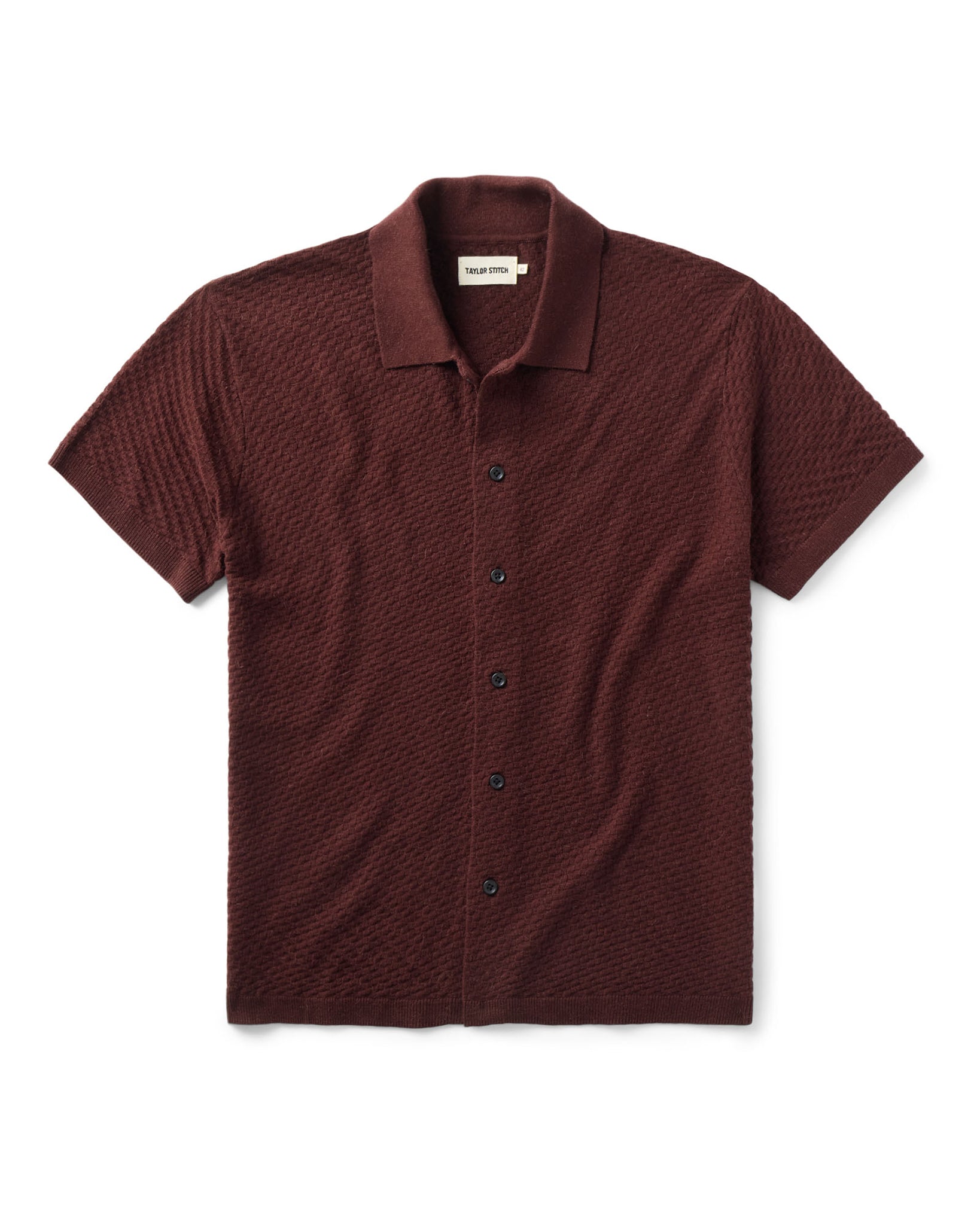 Taylorstitch The Arlo Sweater Polo in Burgundy Texture Knit