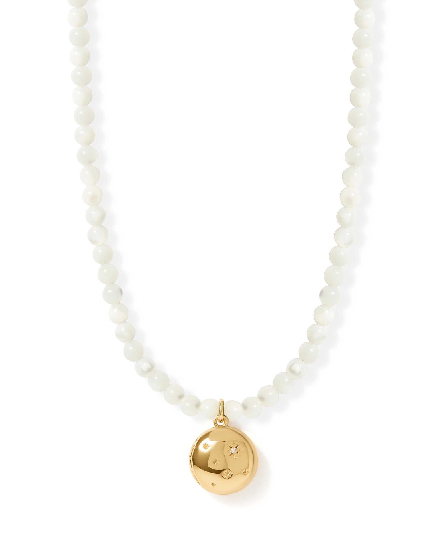 Astley Clarke Mother of Pearl Gold Tiny Star Locket Necklace