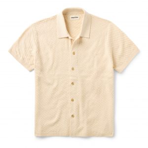 Taylorstitch The Arlo Sweater Polo in Oat Texture Knit