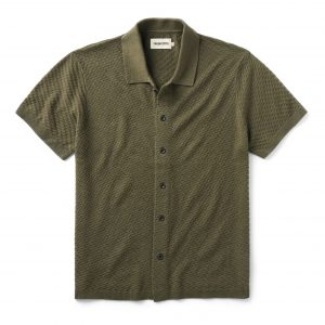 Taylorstitch The Arlo Sweater Polo in Cilantro Texture Knit