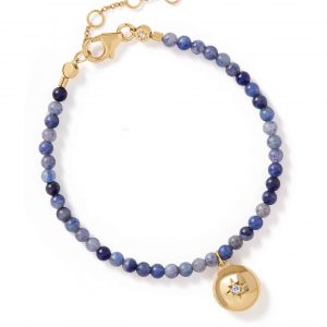 Astley Clarke Blue Aventurine Gold Biography Locket Bracelet