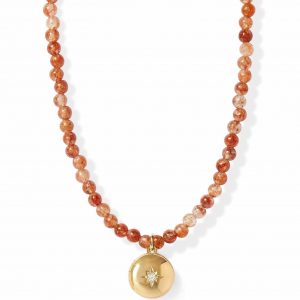 Astley Clarke Sun Agate Gold Biography Mini Locket Necklace