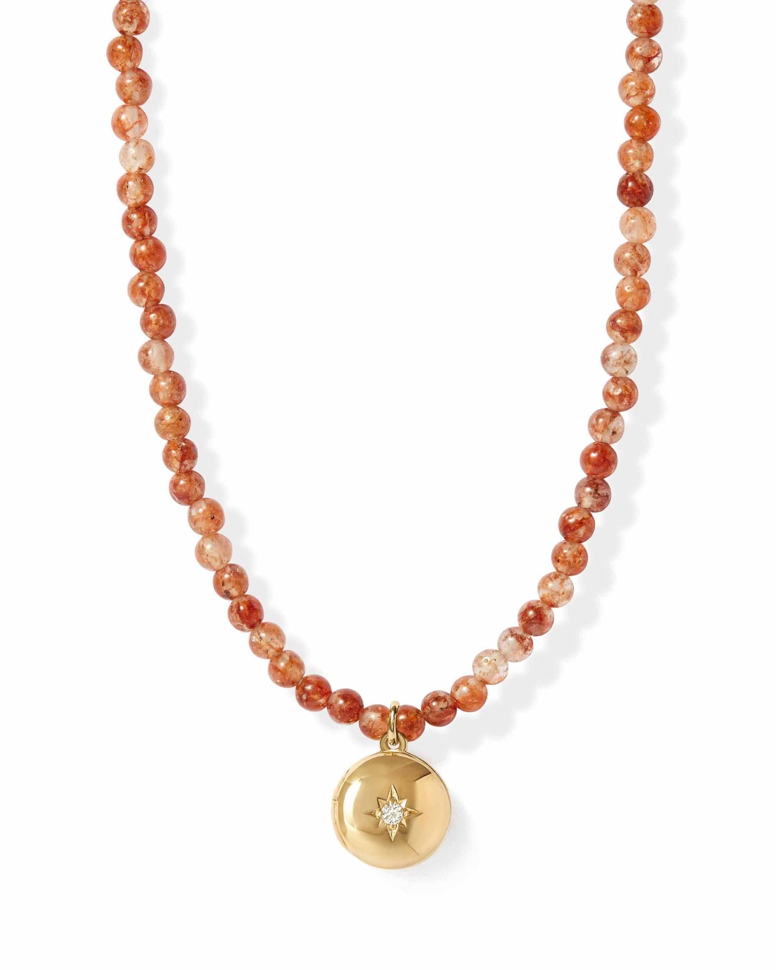 Astley Clarke Sun Agate Gold Biography Mini Locket Necklace