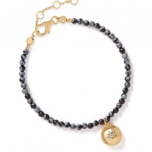 Astley Clarke Snowflake Obsidian Gold Biography Locket Bracelet