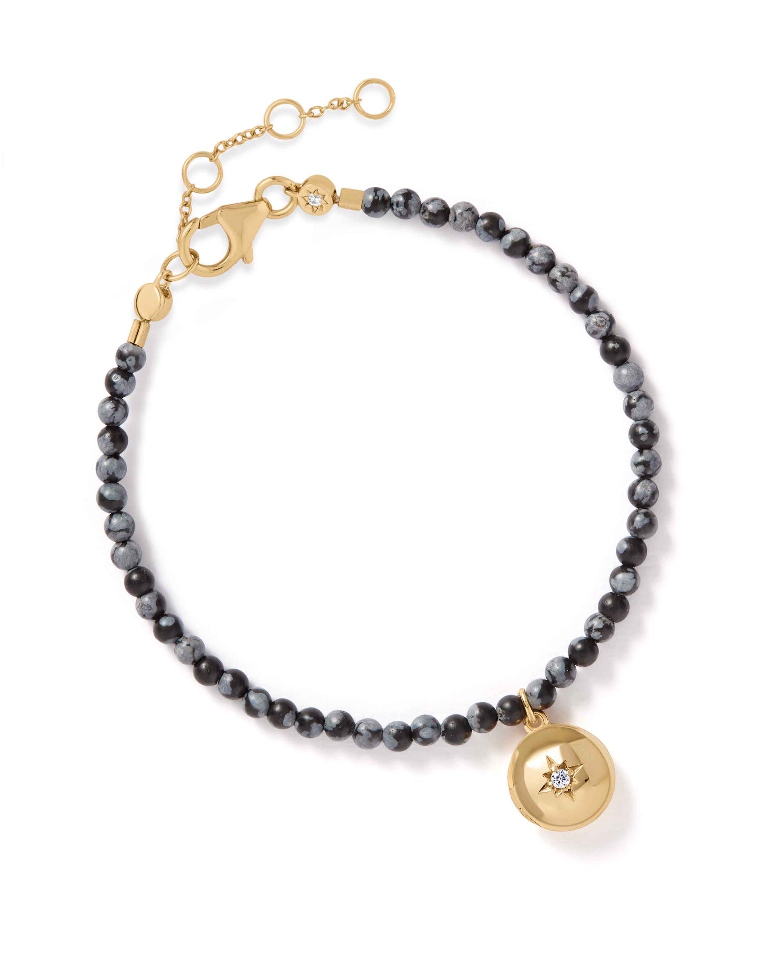 Astley Clarke Snowflake Obsidian Gold Biography Locket Bracelet