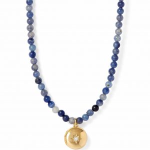 Astley Clarke Blue Aventurine Gold Biography Mini Locket Necklace