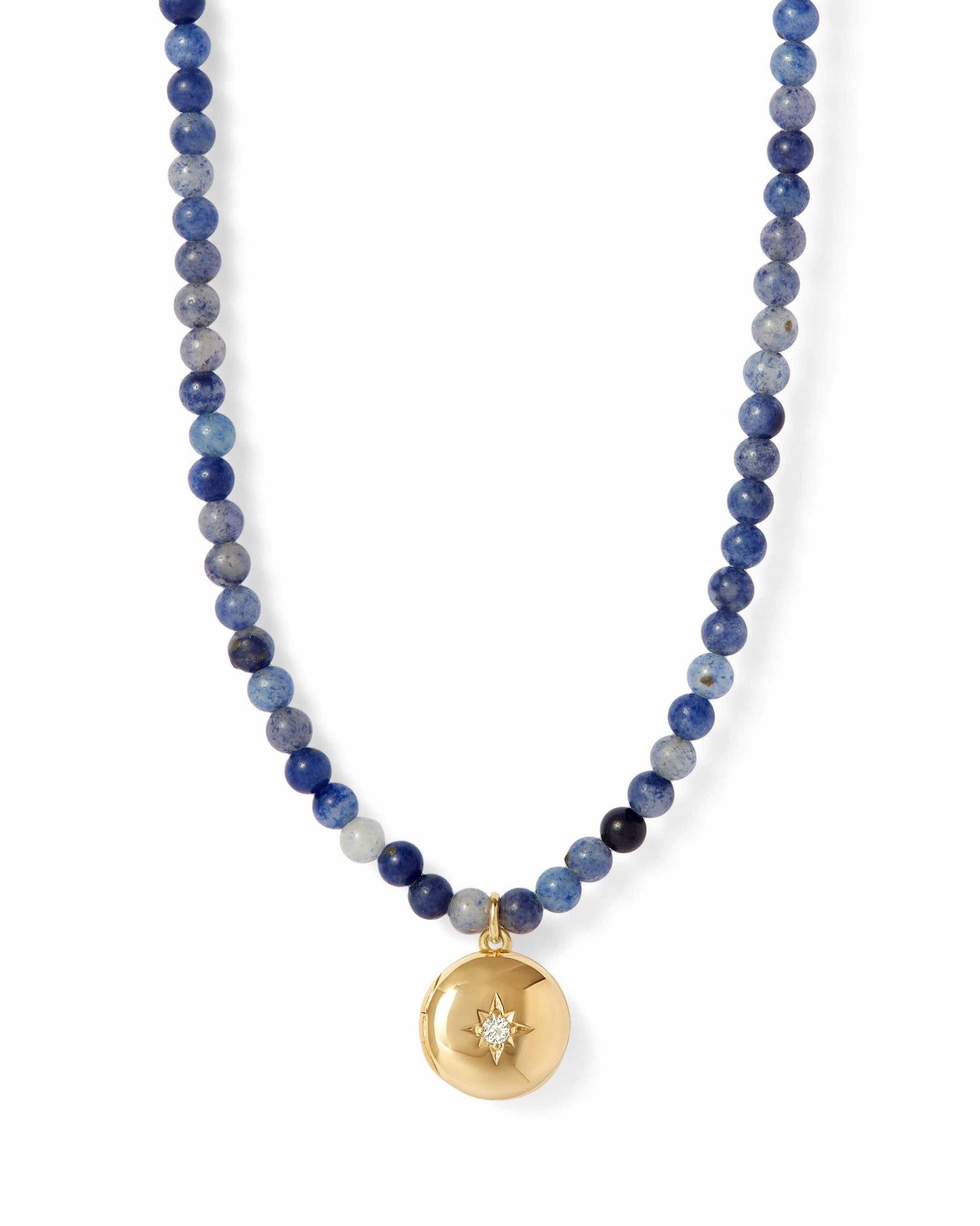 Astley Clarke Blue Aventurine Gold Biography Mini Locket Necklace