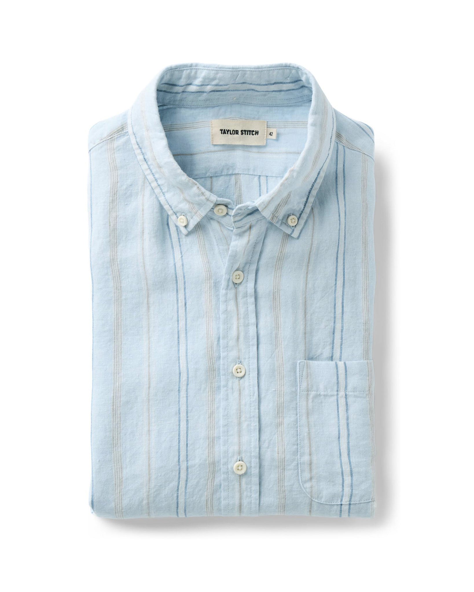 Taylorstitch The Jack in Blue Sky Stripe Linen