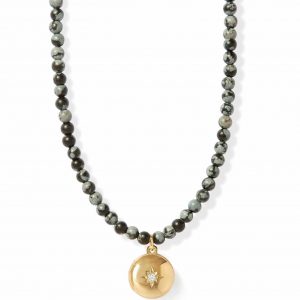 Astley Clarke Snowflake Obsidian Gold Biography Mini Locket Necklace