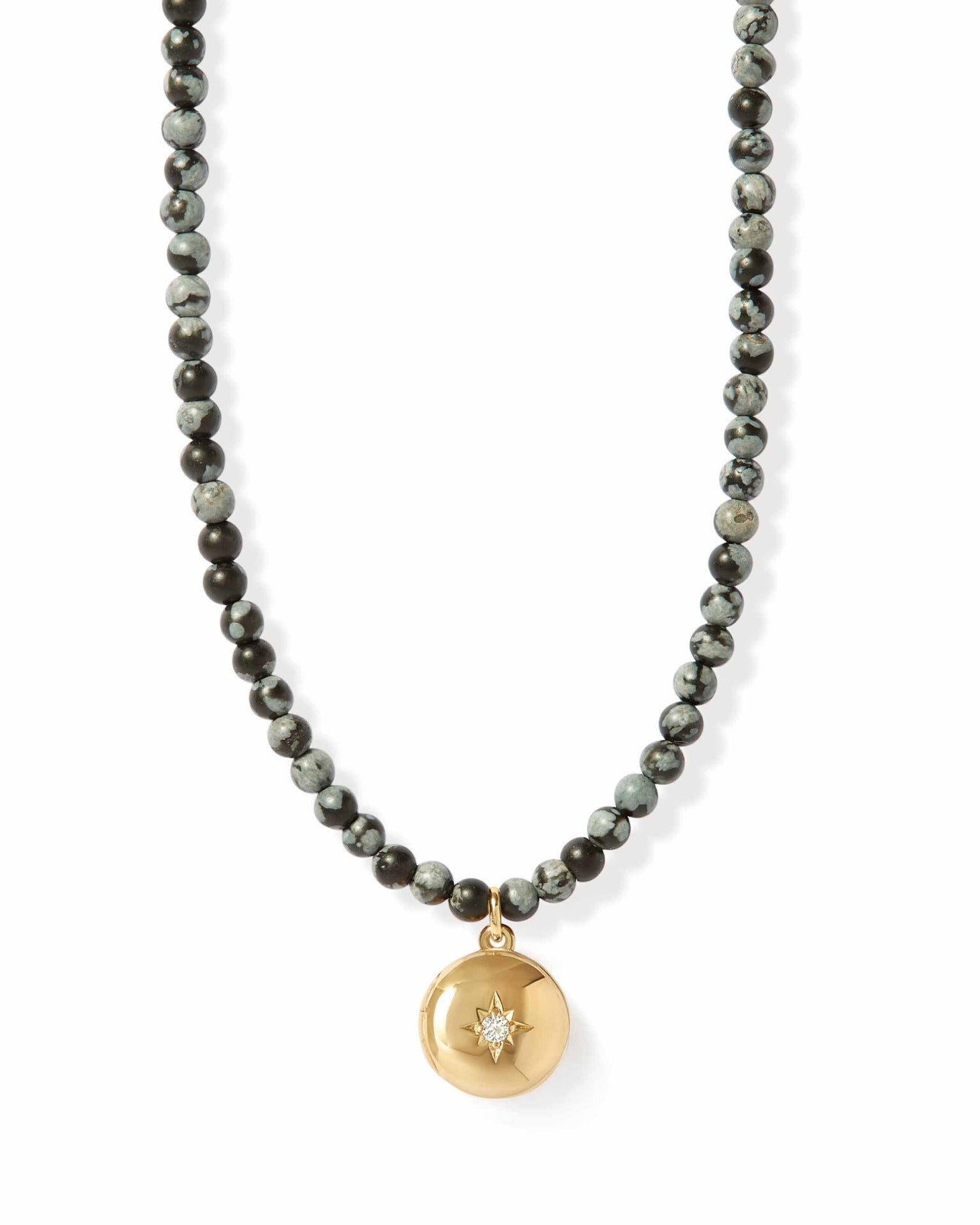Astley Clarke Snowflake Obsidian Gold Biography Mini Locket Necklace