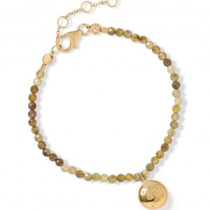 Astley Clarke Green Garnet Gold Tiny Star Locket Bracelet