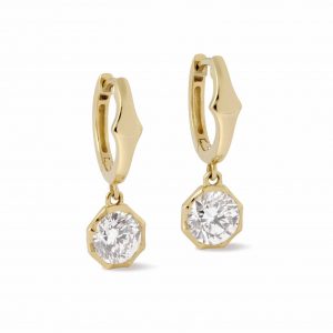 Astley Clarke Solid Gold Solitaire Diamond Drop Huggie Earrings