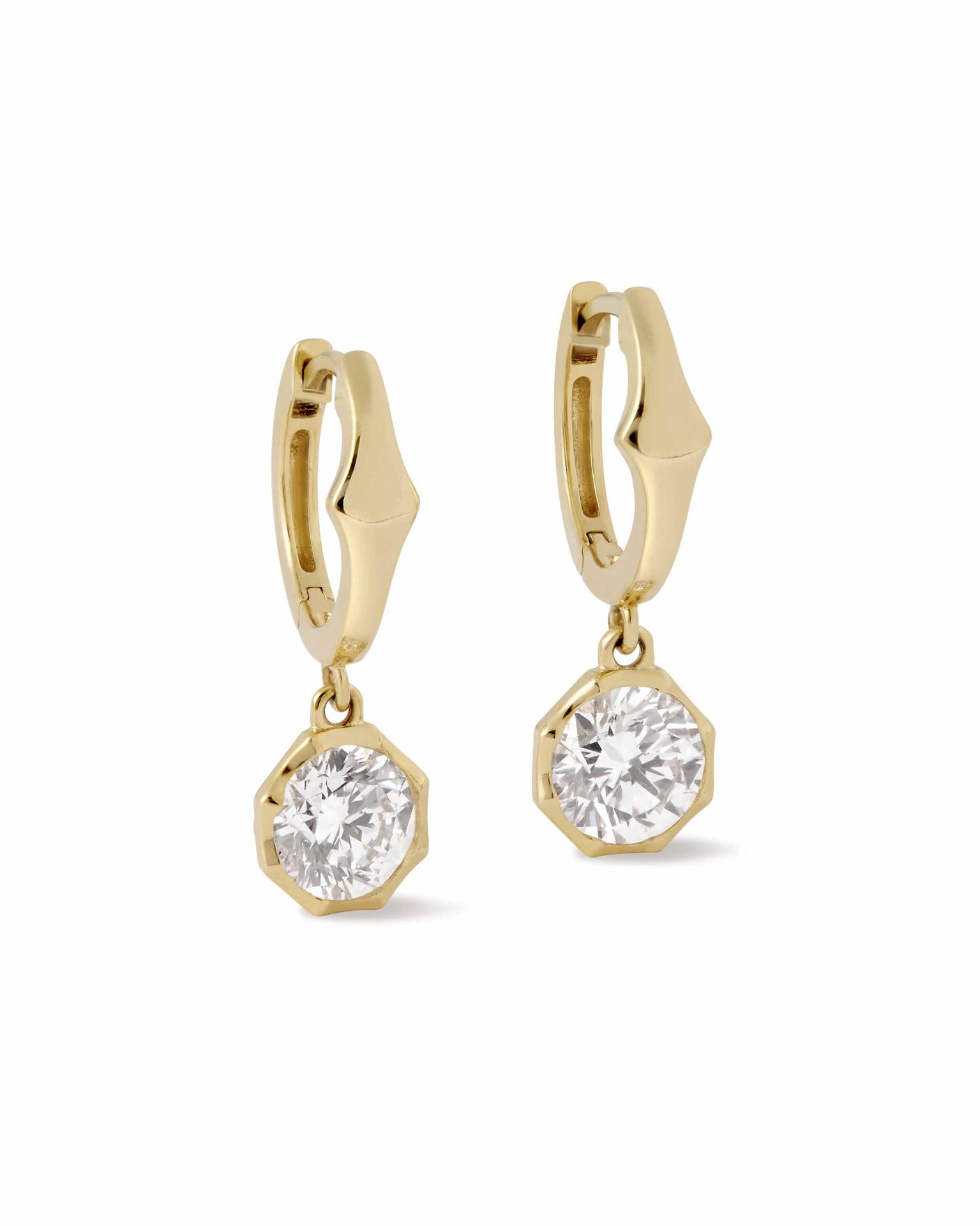 Astley Clarke Solid Gold Solitaire Diamond Drop Huggie Earrings