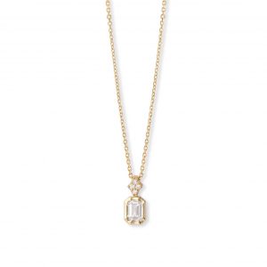 Astley Clarke Solid Gold Emerald Cut Diamond Pendant Necklace