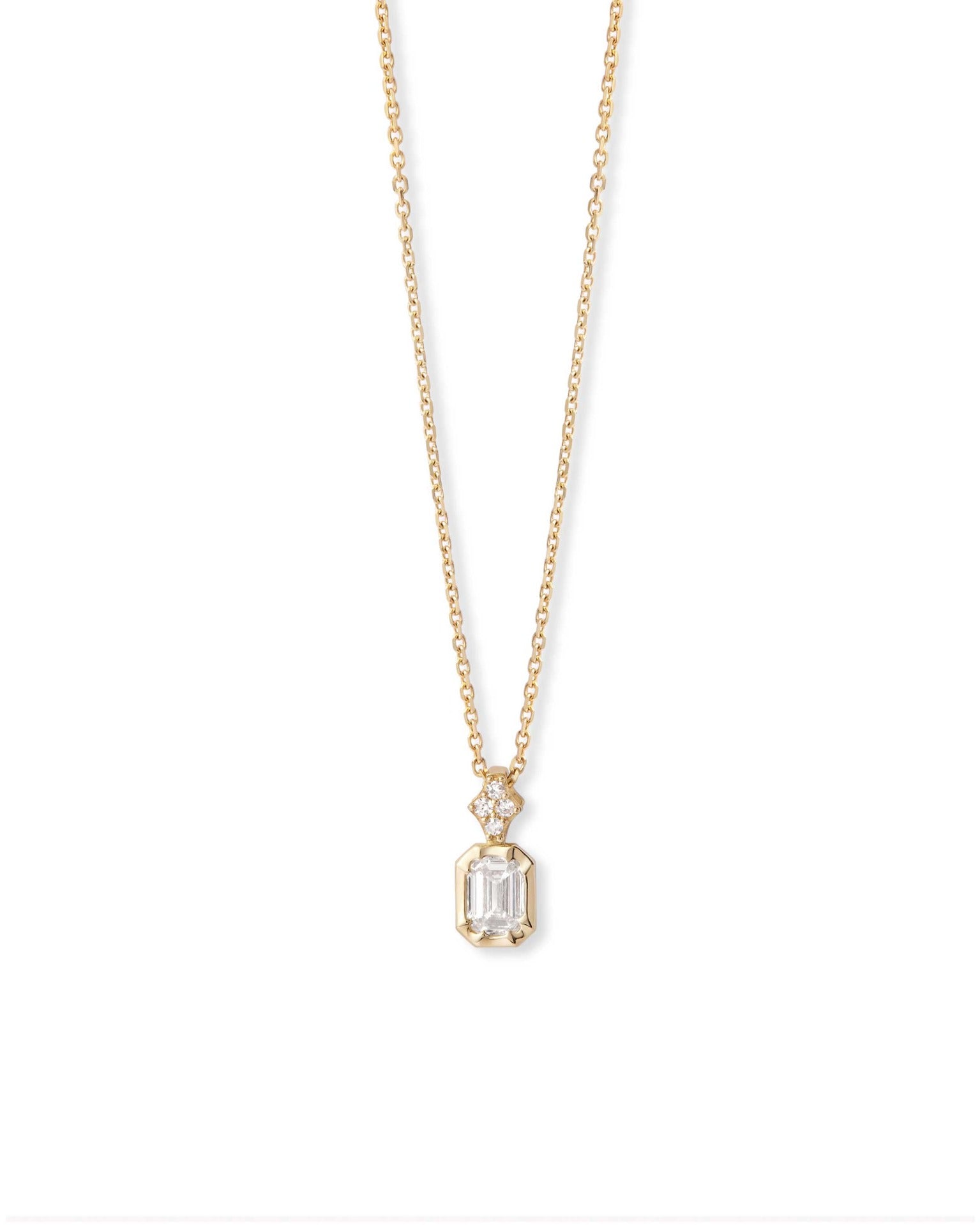 Astley Clarke Solid Gold Emerald Cut Diamond Pendant Necklace