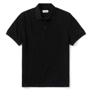 Taylorstitch The Pacific Polo in Black Indigo Pique Stripe