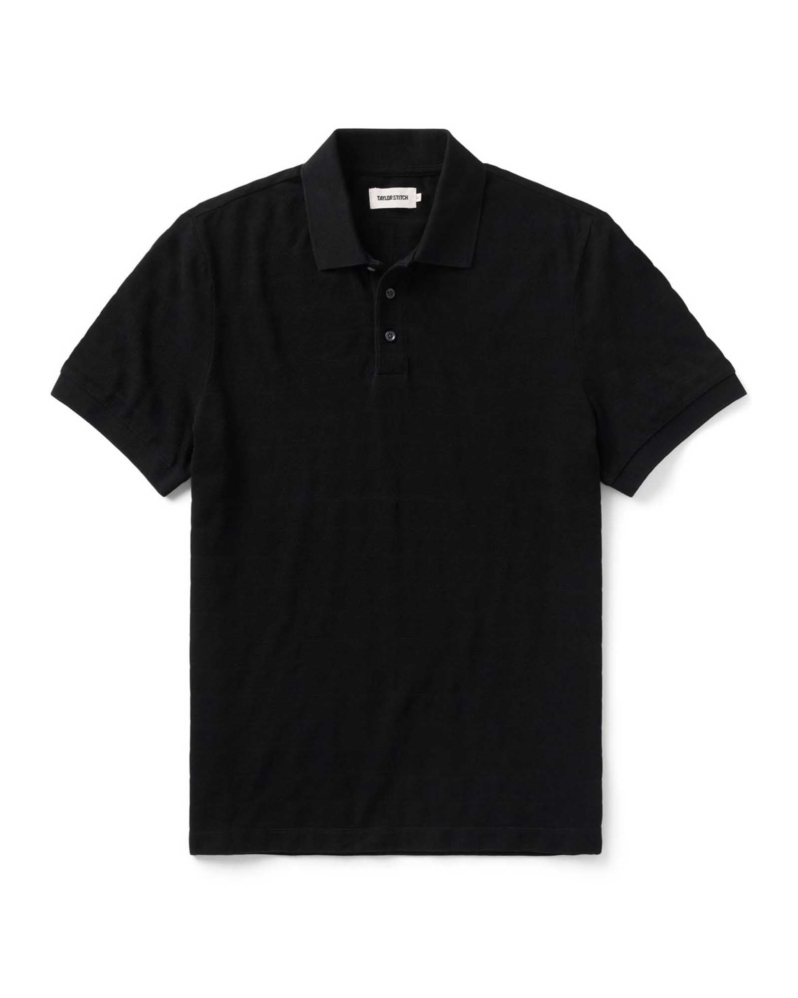 Taylorstitch The Pacific Polo in Black Indigo Pique Stripe
