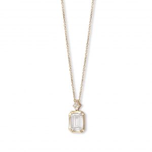 Astley Clarke Solid Gold Large Emerald Cut Diamond Pendant Necklace