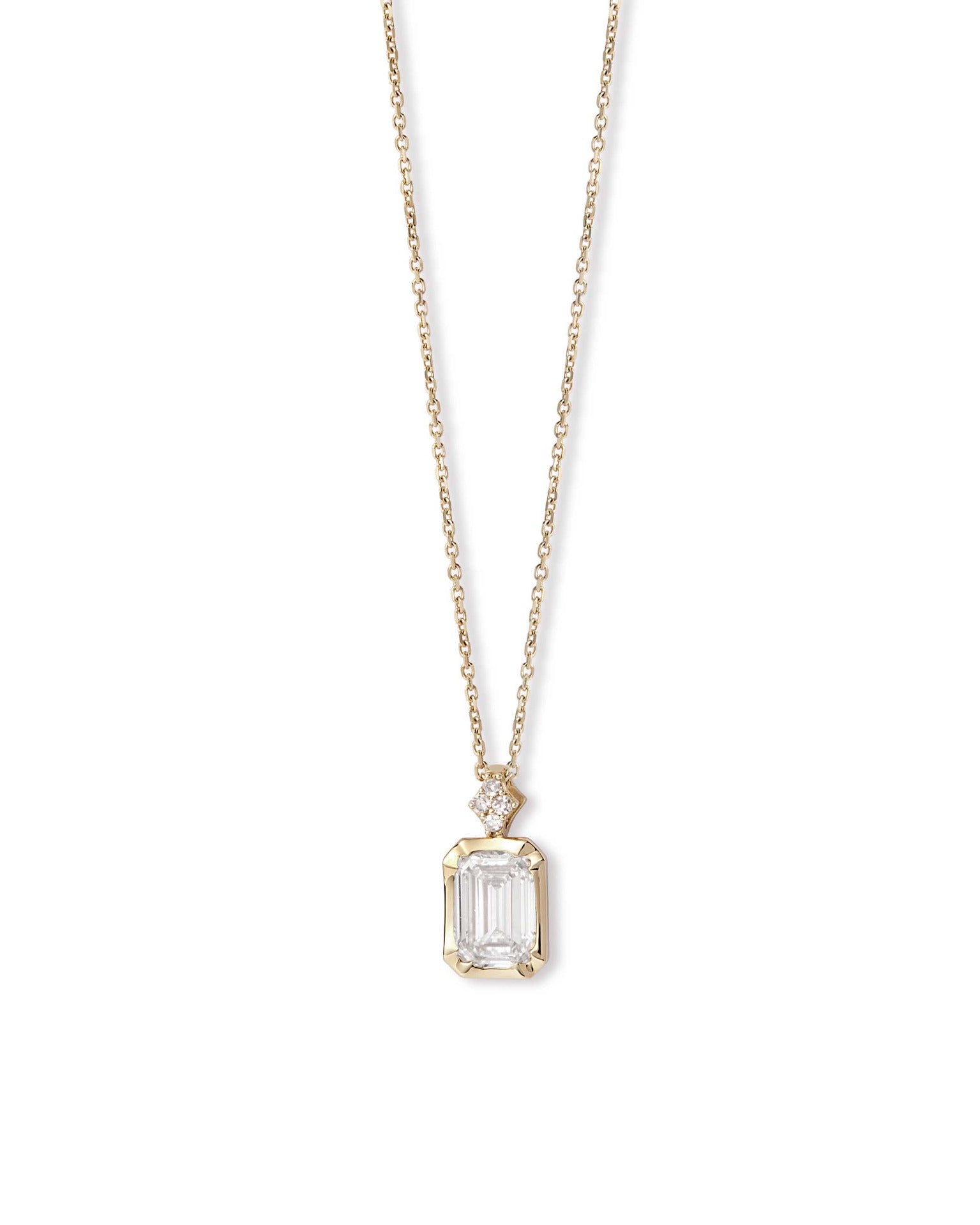 Astley Clarke Solid Gold Large Emerald Cut Diamond Pendant Necklace