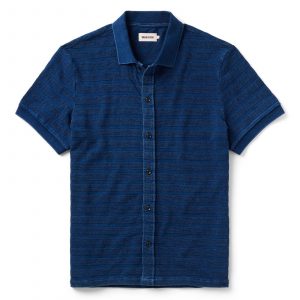 Taylorstitch The Bywater Polo in Rinsed Indigo Knit Stripe