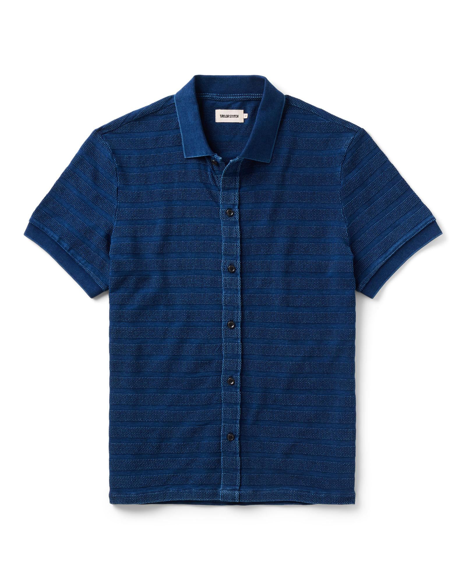 Taylorstitch The Bywater Polo in Rinsed Indigo Knit Stripe