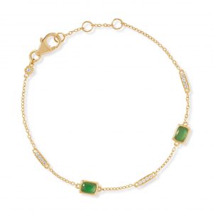 Astley Clarke Gold Aurora Ridge Green Chalcedony Station Bracelet