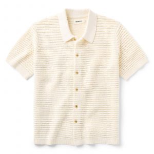 Taylorstitch The Monterey Sweater Polo in Vintage White Crochet
