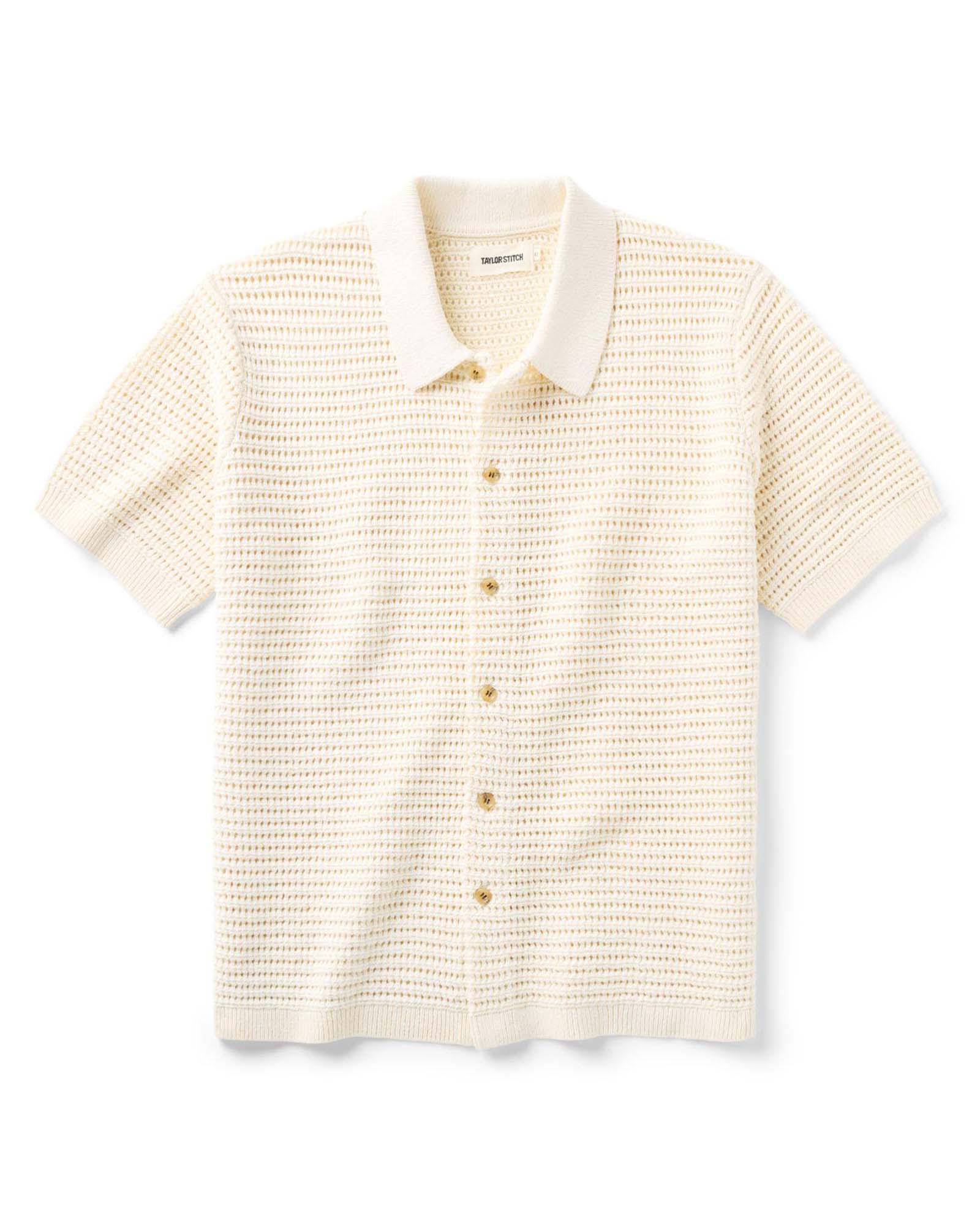 Taylorstitch The Monterey Sweater Polo in Vintage White Crochet