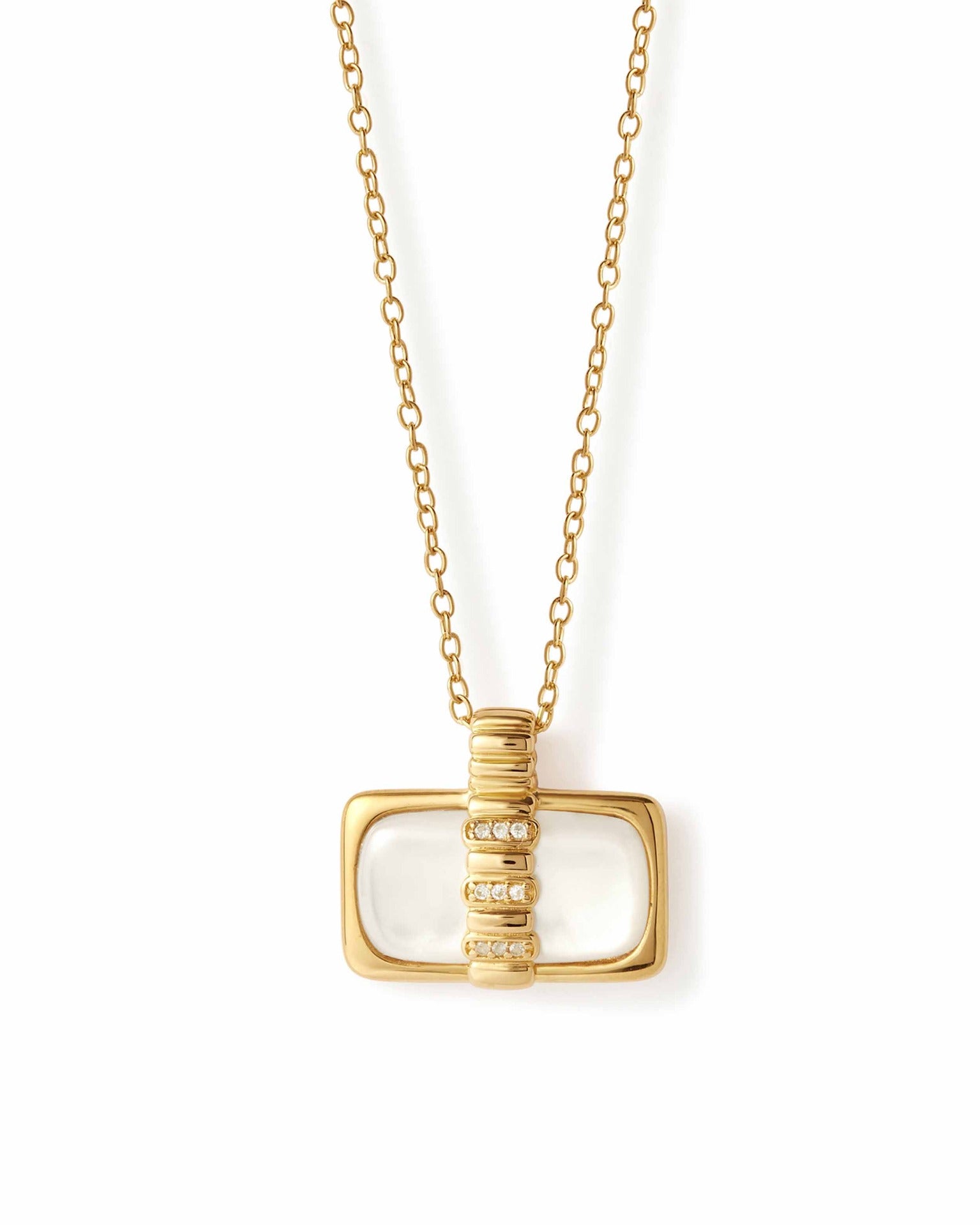 Astley Clarke Gold Aurora Ridge Mother of Pearl Landscape Necklace