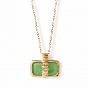 Astley Clarke Gold Aurora Ridge Green Chalcedony Landscape Necklace