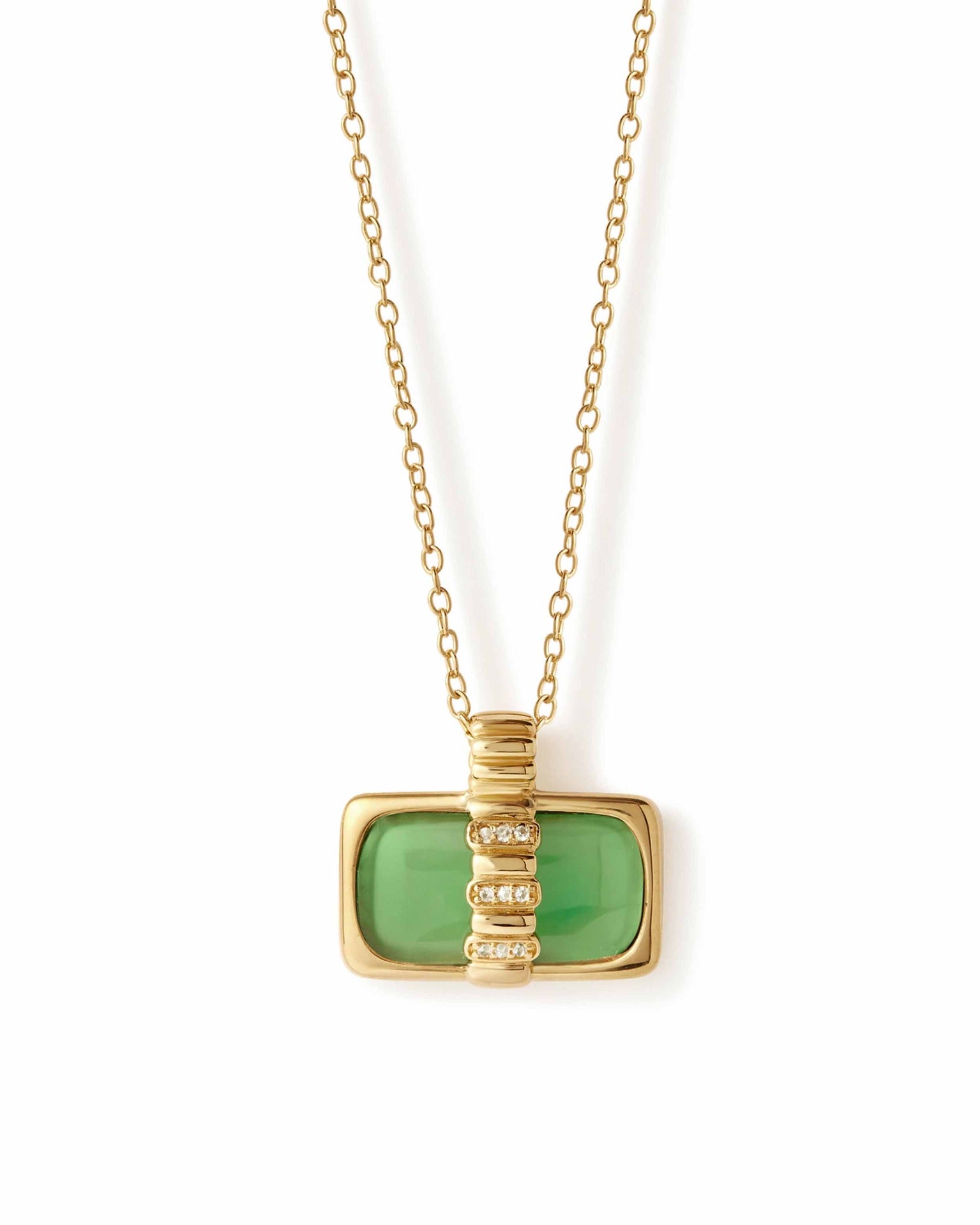 Astley Clarke Gold Aurora Ridge Green Chalcedony Landscape Necklace
