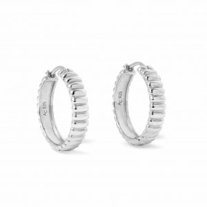 Astley Clarke Silver Aurora Ridge Hoop Earrings