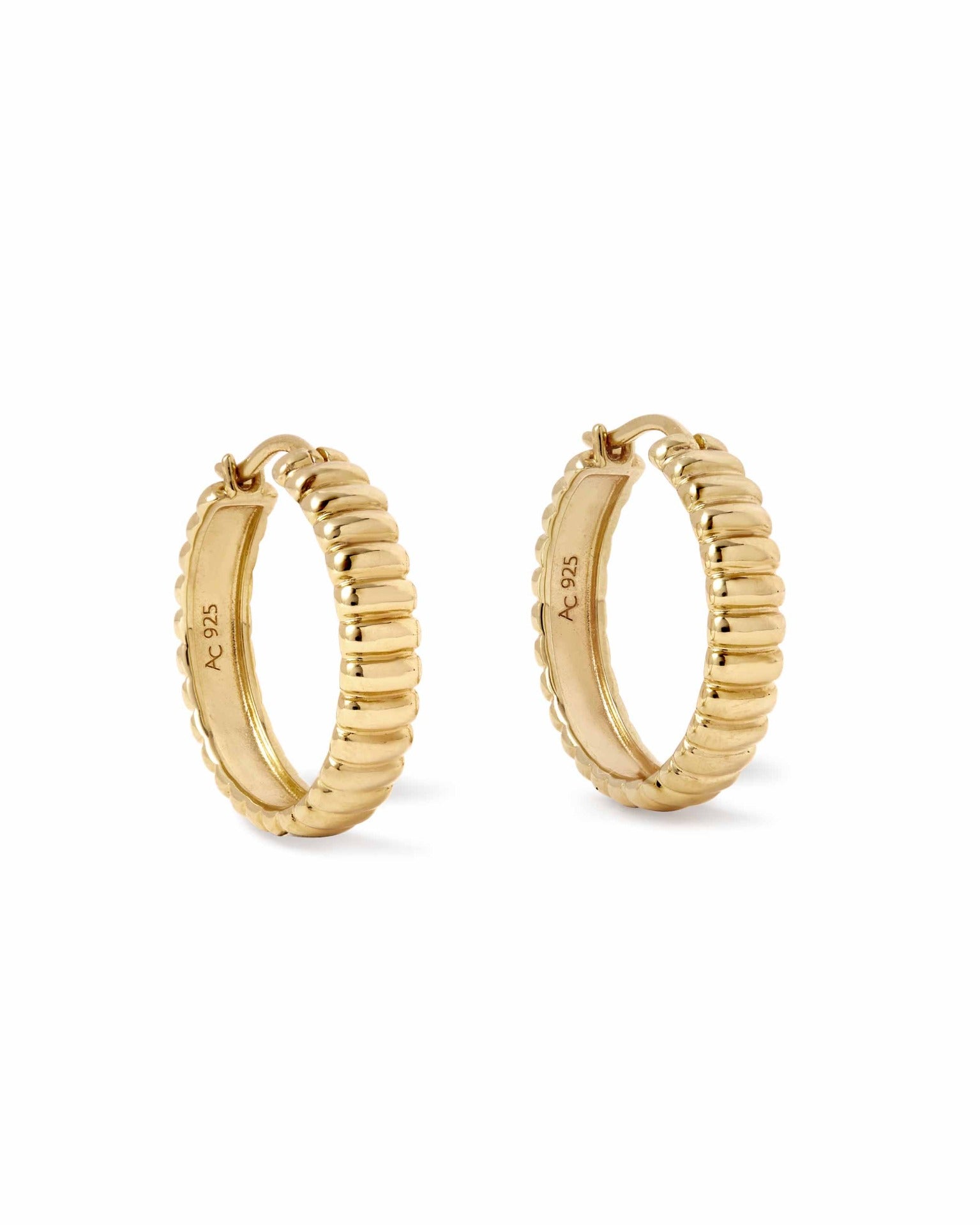 Astley Clarke Gold Aurora Ridge Hoop Earrings