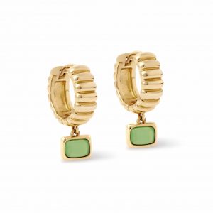 Astley Clarke Gold Aurora Ridge Green Chalcedony Drop Huggies