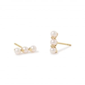 Astley Clarke Solid Gold Luna Pearl Bar Stud Earrings