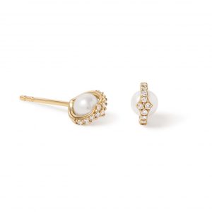Astley Clarke Solid Gold Luna Mini Pearl and Diamond Stud Earrings