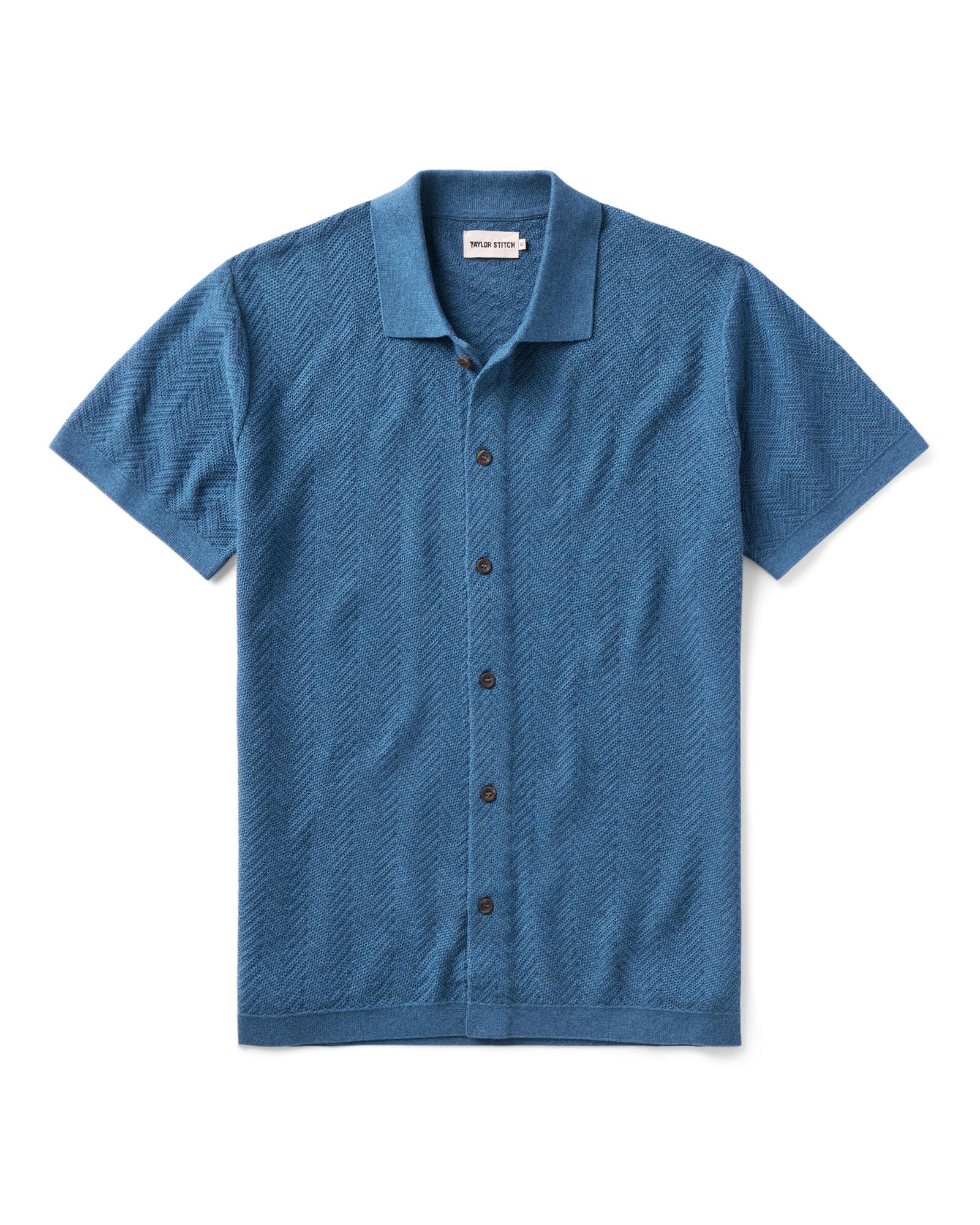 Taylorstitch The Button Down Polo in Gulf Stream Herringbone