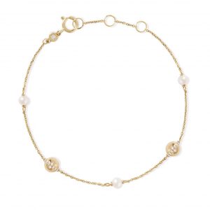 Astley Clarke Solid Gold Luna Pearl and Diamond Bracelet