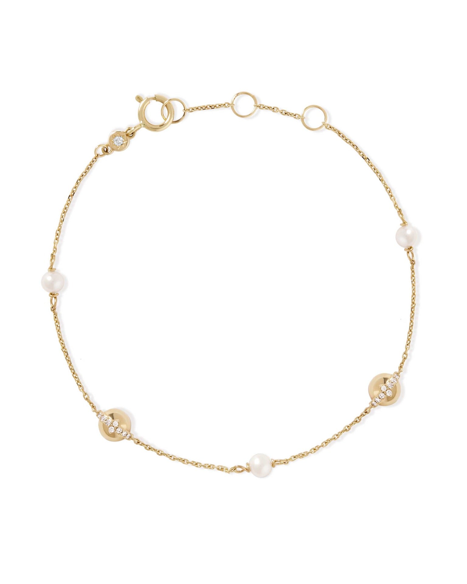 Astley Clarke Solid Gold Luna Pearl and Diamond Bracelet