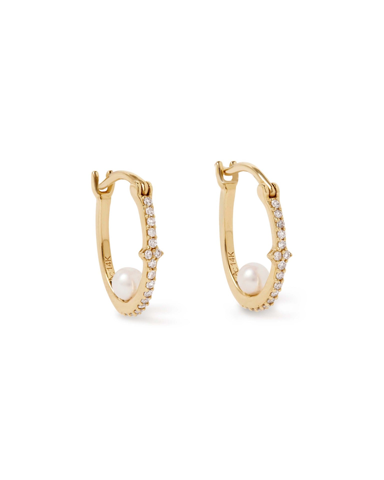 Astley Clarke Solid Gold Luna Pearl and Diamond Hoop Earrings
