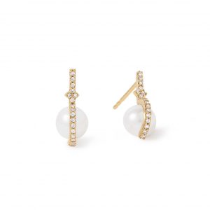 Astley Clarke Solid Gold Luna Pearl and Diamond Stud Earrings