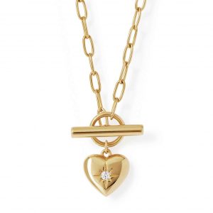 Astley Clarke Gold Biography Heart T-Bar Necklace