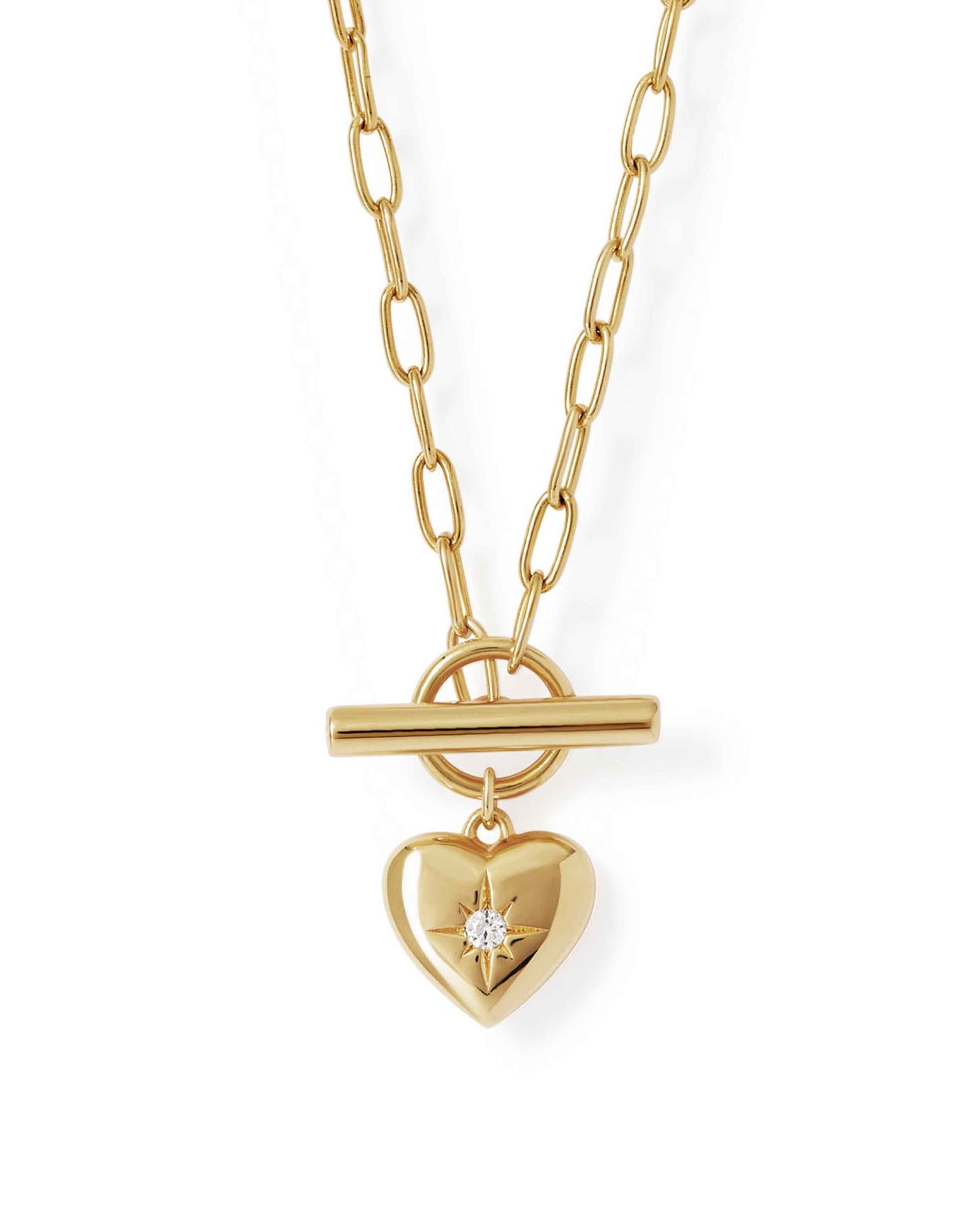 Astley Clarke Gold Biography Heart T-Bar Necklace