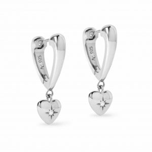 Astley Clarke Silver Biography Heart Hoop Drop Earrings
