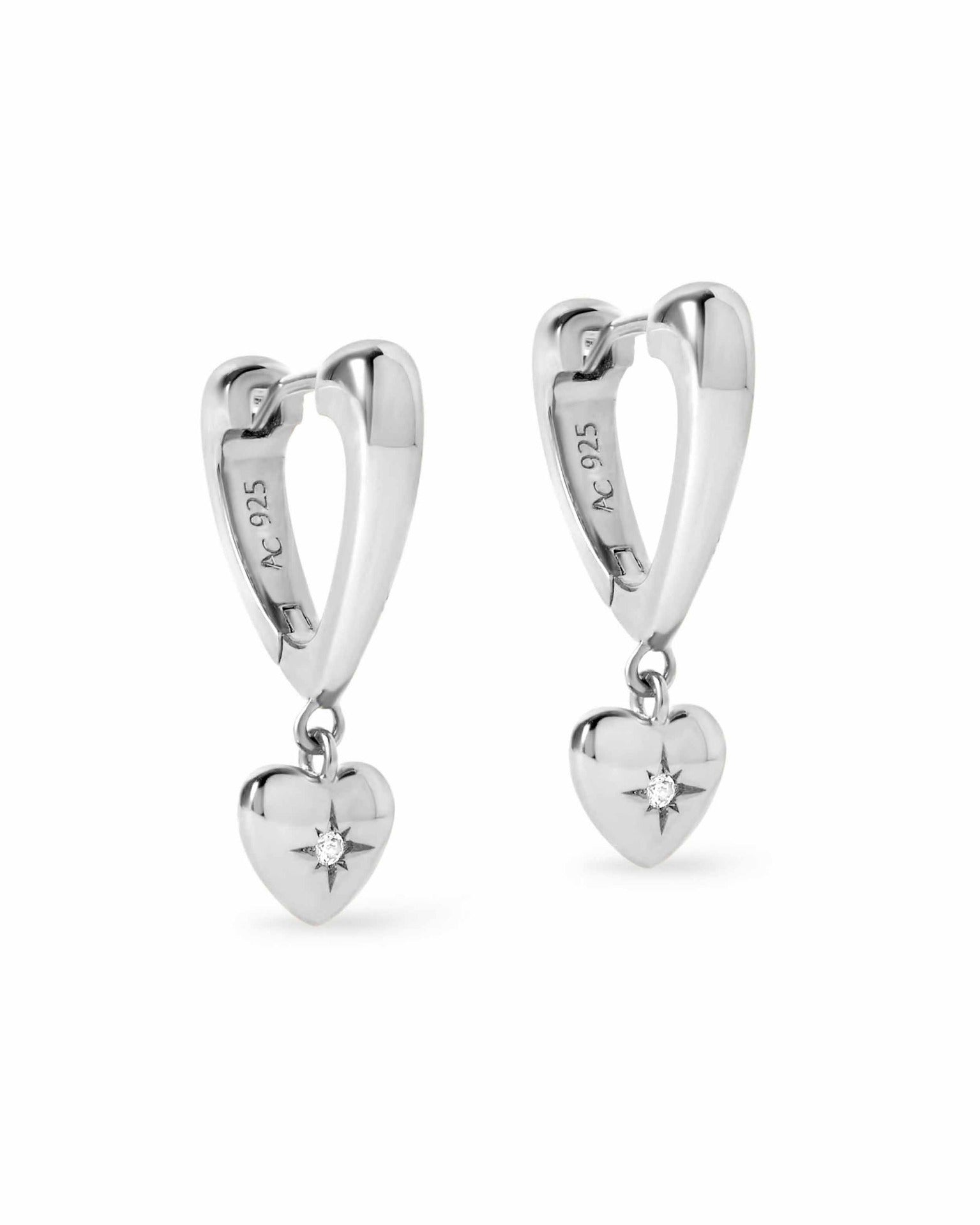 Astley Clarke Silver Biography Heart Hoop Drop Earrings