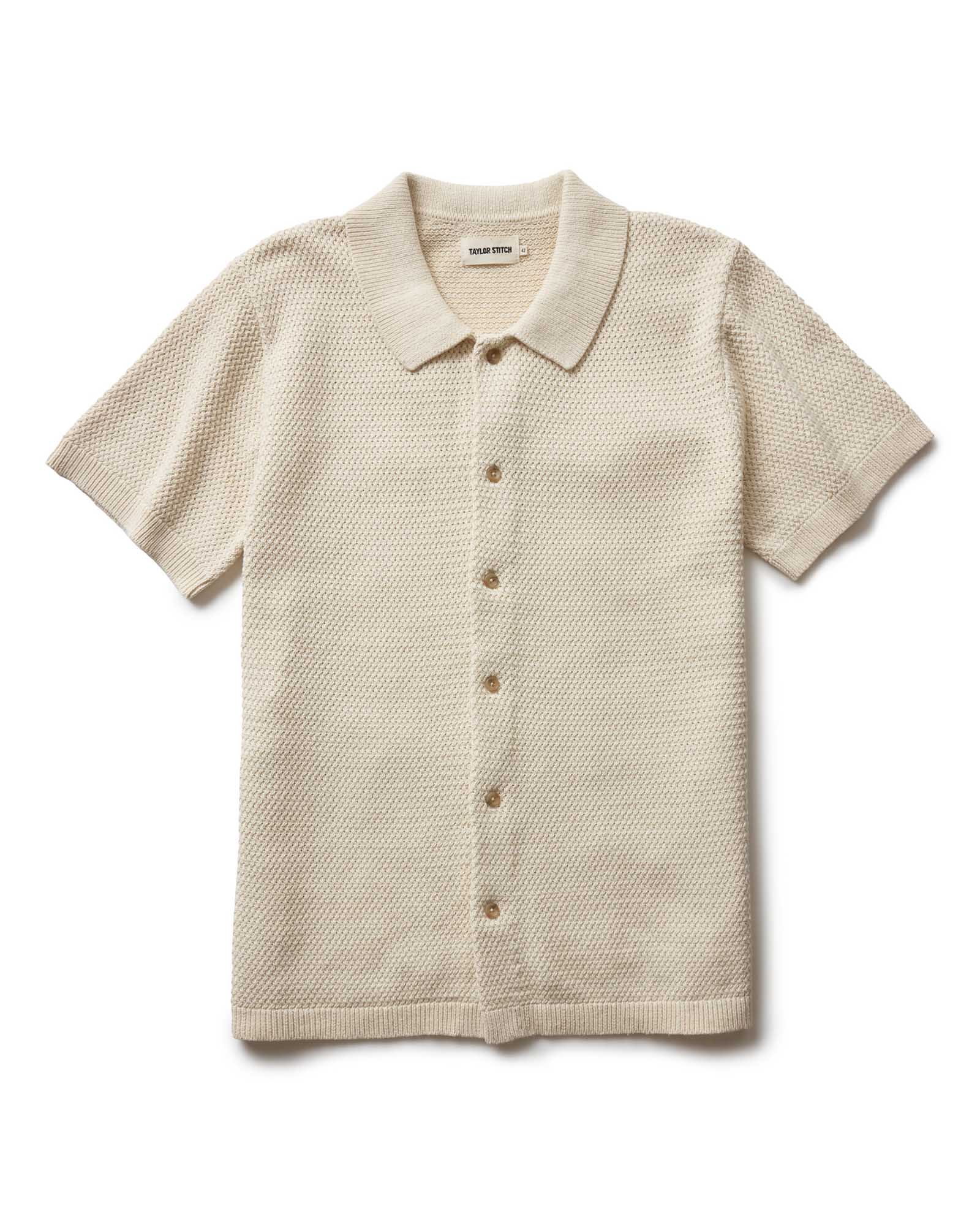 Taylorstitch The Button Down Polo in Heather Oat Crochet