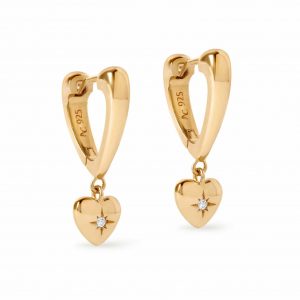 Astley Clarke Gold Biography Heart Hoop Drop Earrings