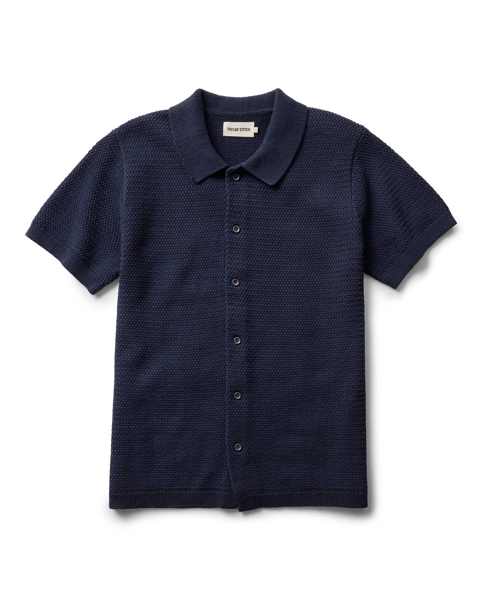 Taylorstitch The Button Down Polo in Dark Navy Crochet