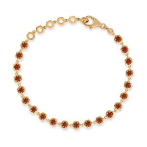 Astley Clarke Gold Deco Red Garnet Tennis Bracelet